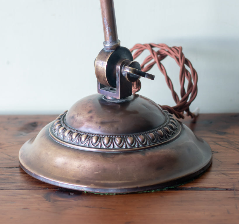 Large Art Deco Copper Adjustable Bankers Lamp