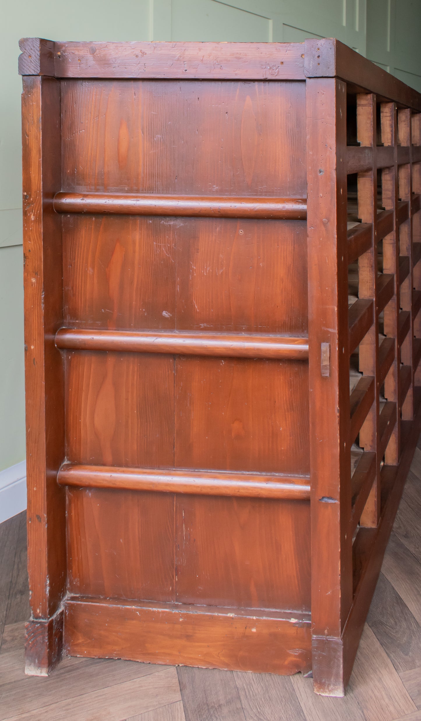 19thC. Pine Haberdashery 36 Pigeon Hole Shop Counter