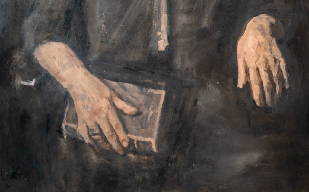 George Weissbort (1928-2013) Large Oil on Board Female with Book Portrait