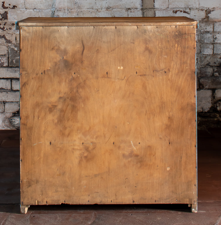Distressed Overpainted Chippy White/ Blue Cabinet