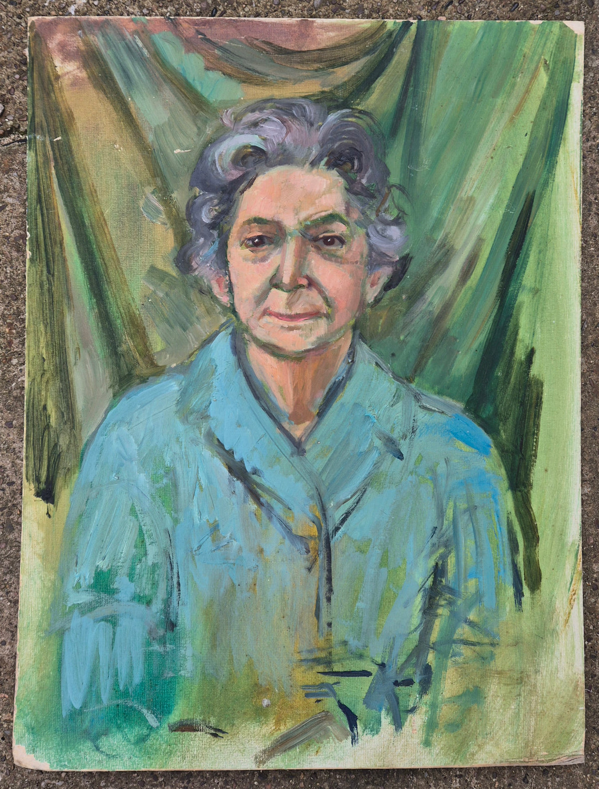Portrait of a Women Oil on Board Vintage Painting Unknown Artist