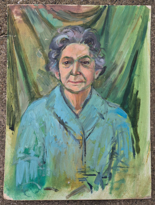 Portrait of a Women Oil on Board Vintage Painting Unknown Artist