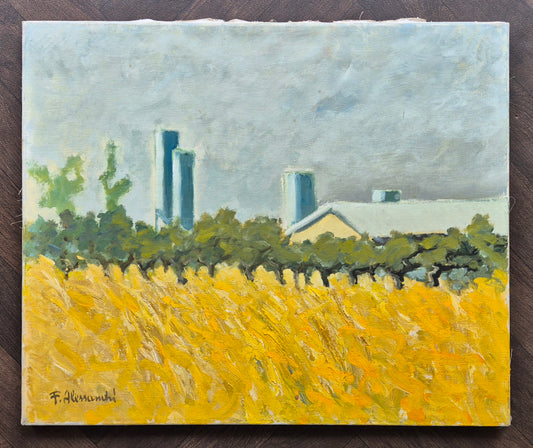 Francesco Alessandri Sentinelle D'Industria A Latina 1988 Oil on Canvas Painting