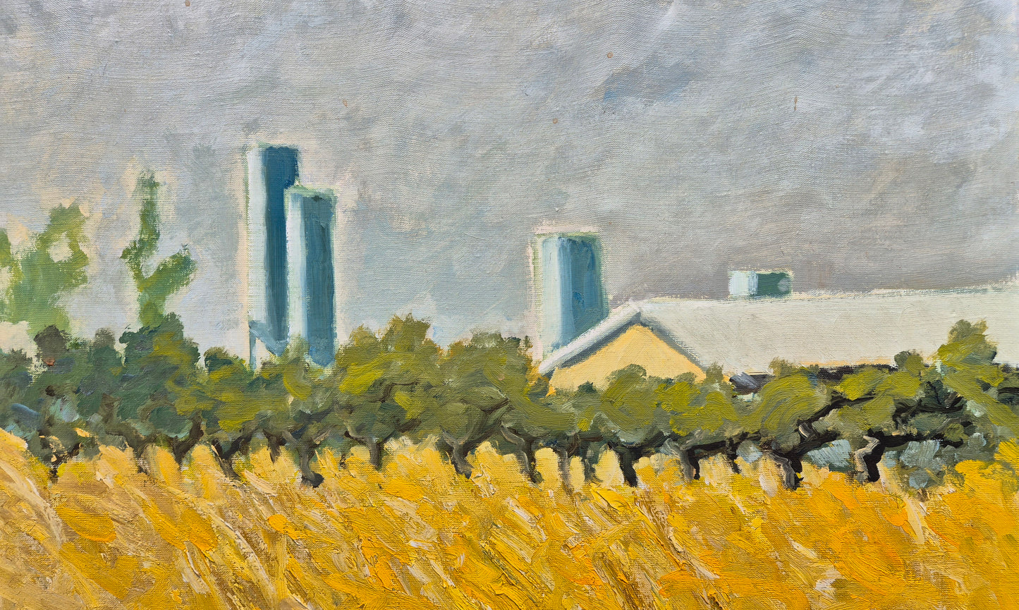 Francesco Alessandri Sentinelle D'Industria A Latina 1988 Oil on Canvas Painting