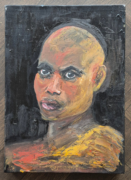 Elizabeth Wood Female Portrait 1970 Oil on Canvas Painting