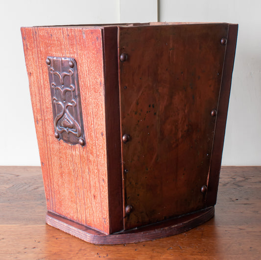 Art Nouveau Wood & Copper Waste Paper Bin