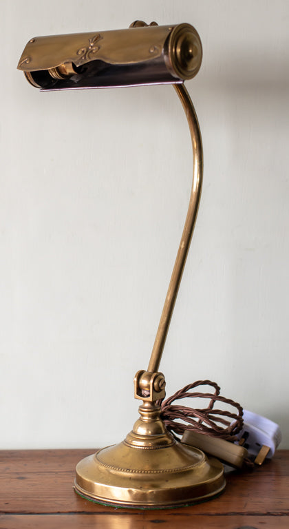 Art Nouveau Adjustable Brass Table Lamp