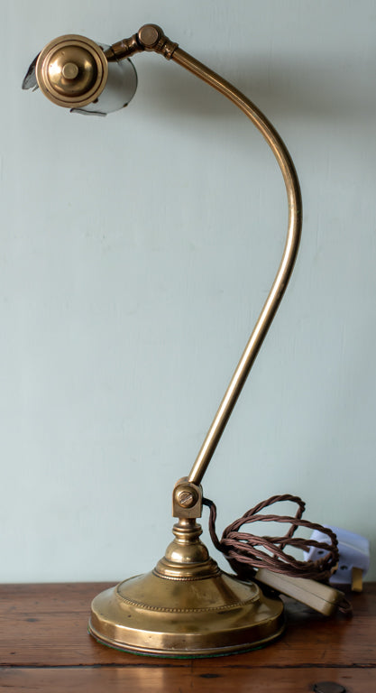 Art Nouveau Adjustable Brass Table Lamp