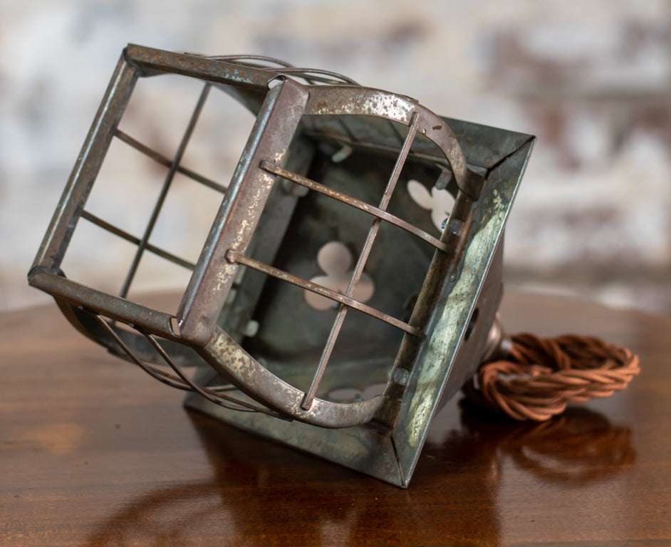 Arts & Crafts Brass Cage Lantern Pendant Light