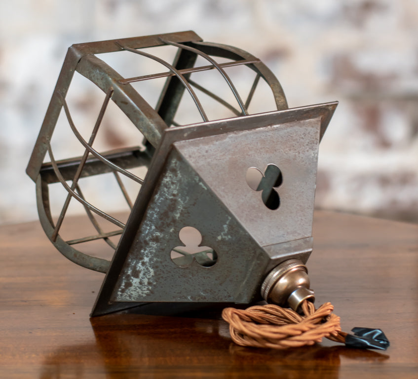 Arts & Crafts Brass Cage Lantern Pendant Light