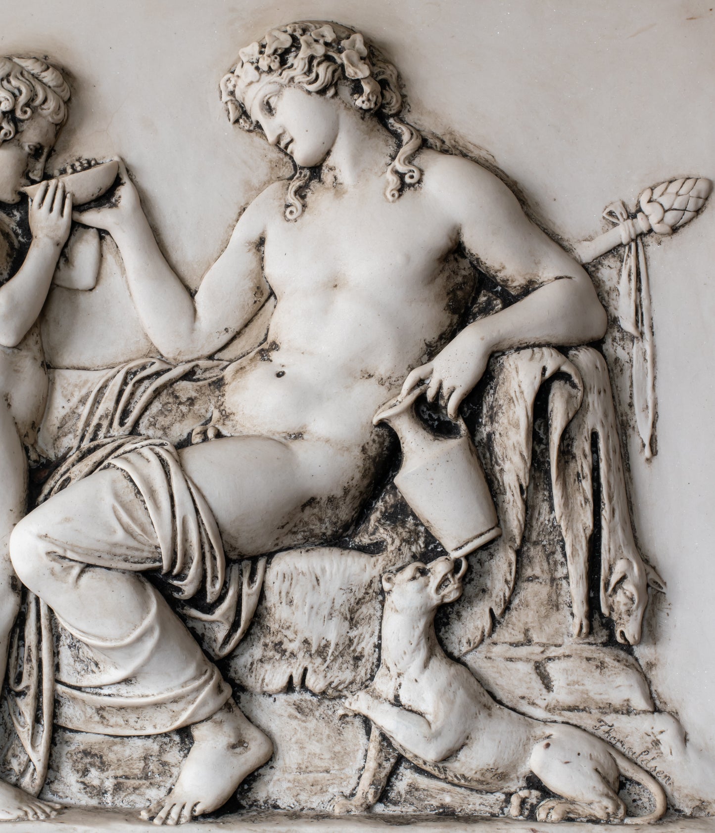 Cupid & Bacchus Relief Plaque After Bertel Thorvalsden