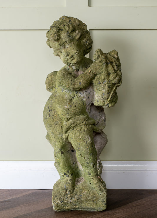 Vintage Composition Stone Cherub/ Putti Garden Ornament