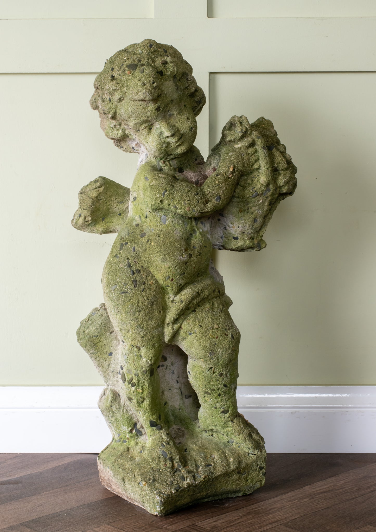 Vintage Composition Stone Cherub/ Putti Garden Ornament