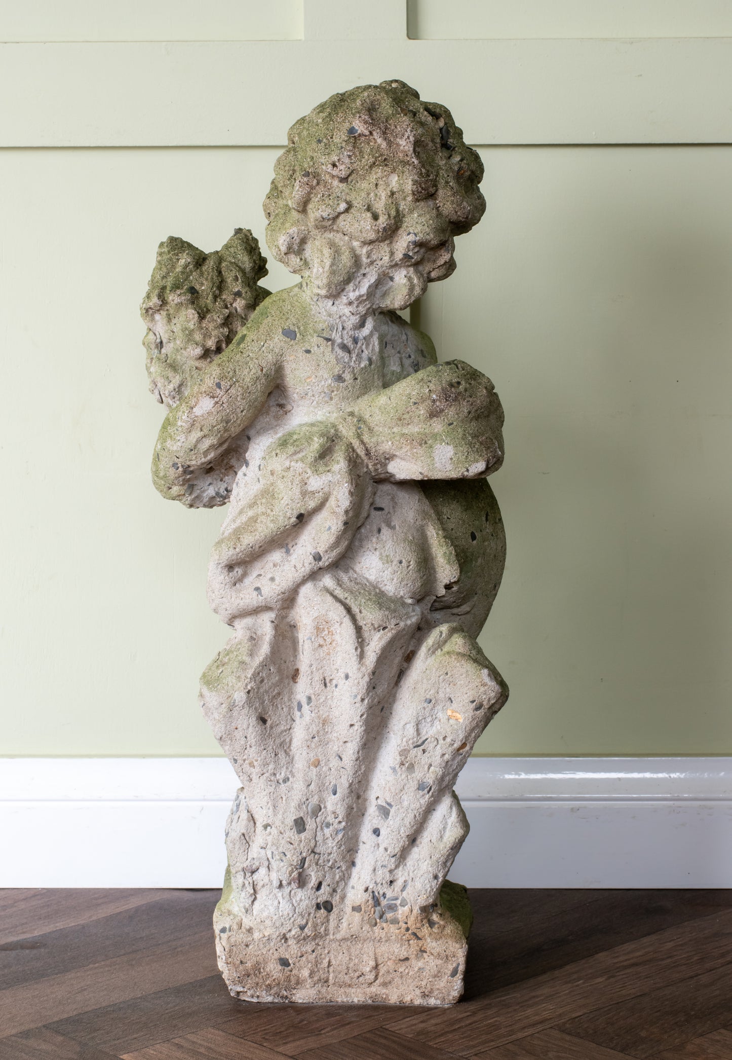 Vintage Composition Stone Cherub/ Putti Garden Ornament