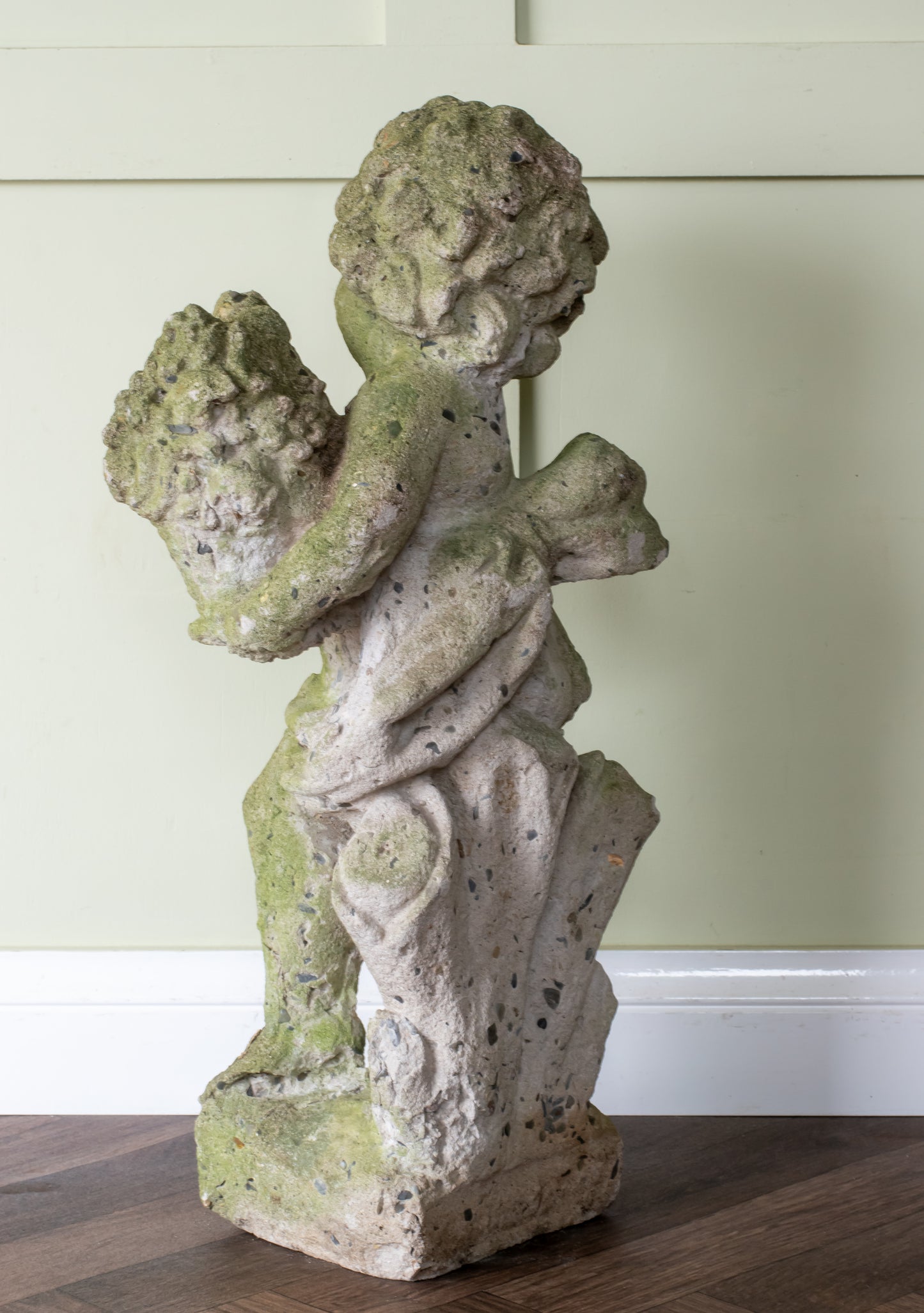 Vintage Composition Stone Cherub/ Putti Garden Ornament