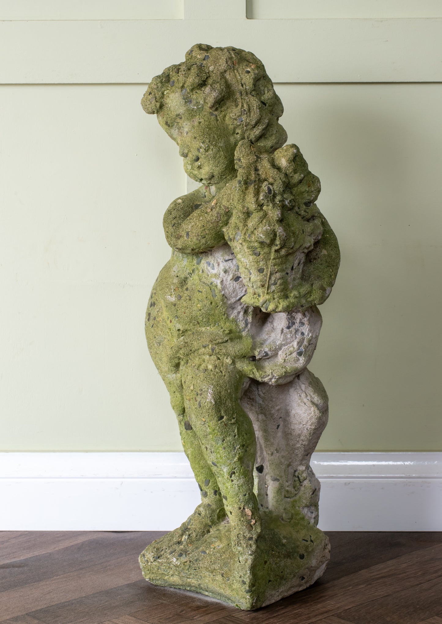 Vintage Composition Stone Cherub/ Putti Garden Ornament