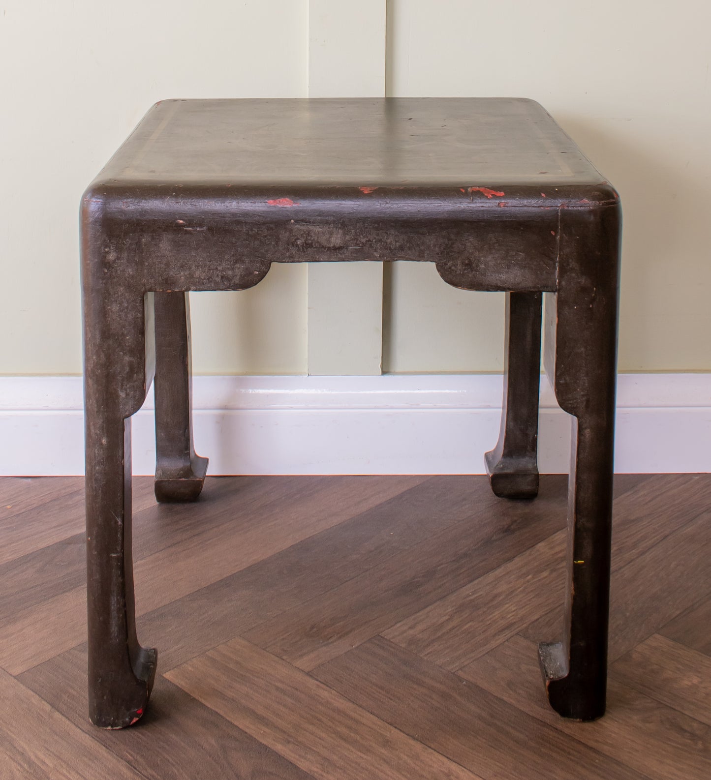 Chinese Qing Dynasty Elm Lacquered Hand Painted Stool