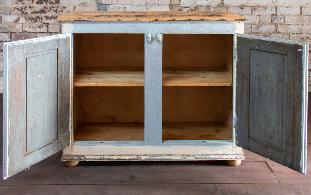 Distressed Overpainted Chippy Blue Cabinet