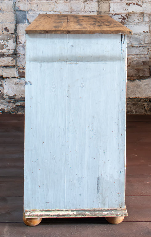 Distressed Overpainted Chippy Blue Cabinet