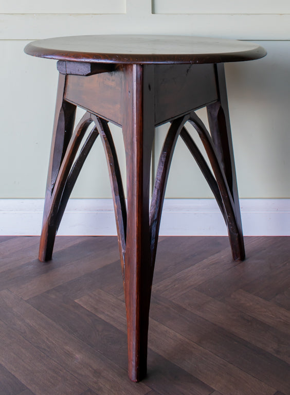 19thC. Mahogany Gothic Support Cricket Table