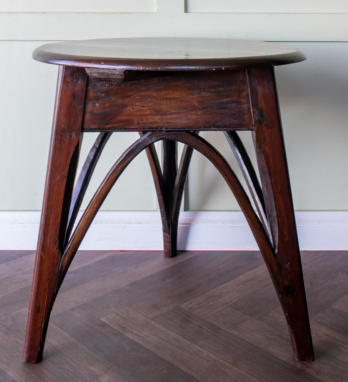 19thC. Mahogany Gothic Support Cricket Table