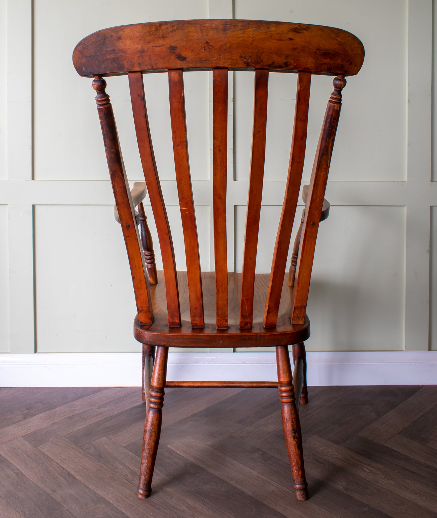 19thC. Beech & Elm Lathback Grandfather Windsor Armchair