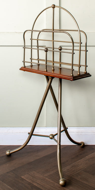 S. Hall & Sons Birmingham 19thC. Brass Revolving Magazine Rack