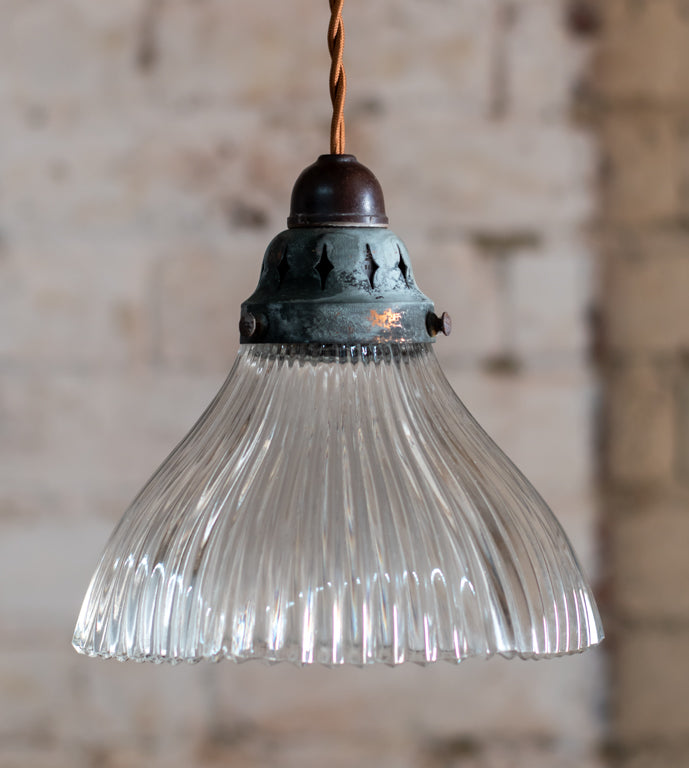 Holophane Small Prismatic Glass Pendant Light