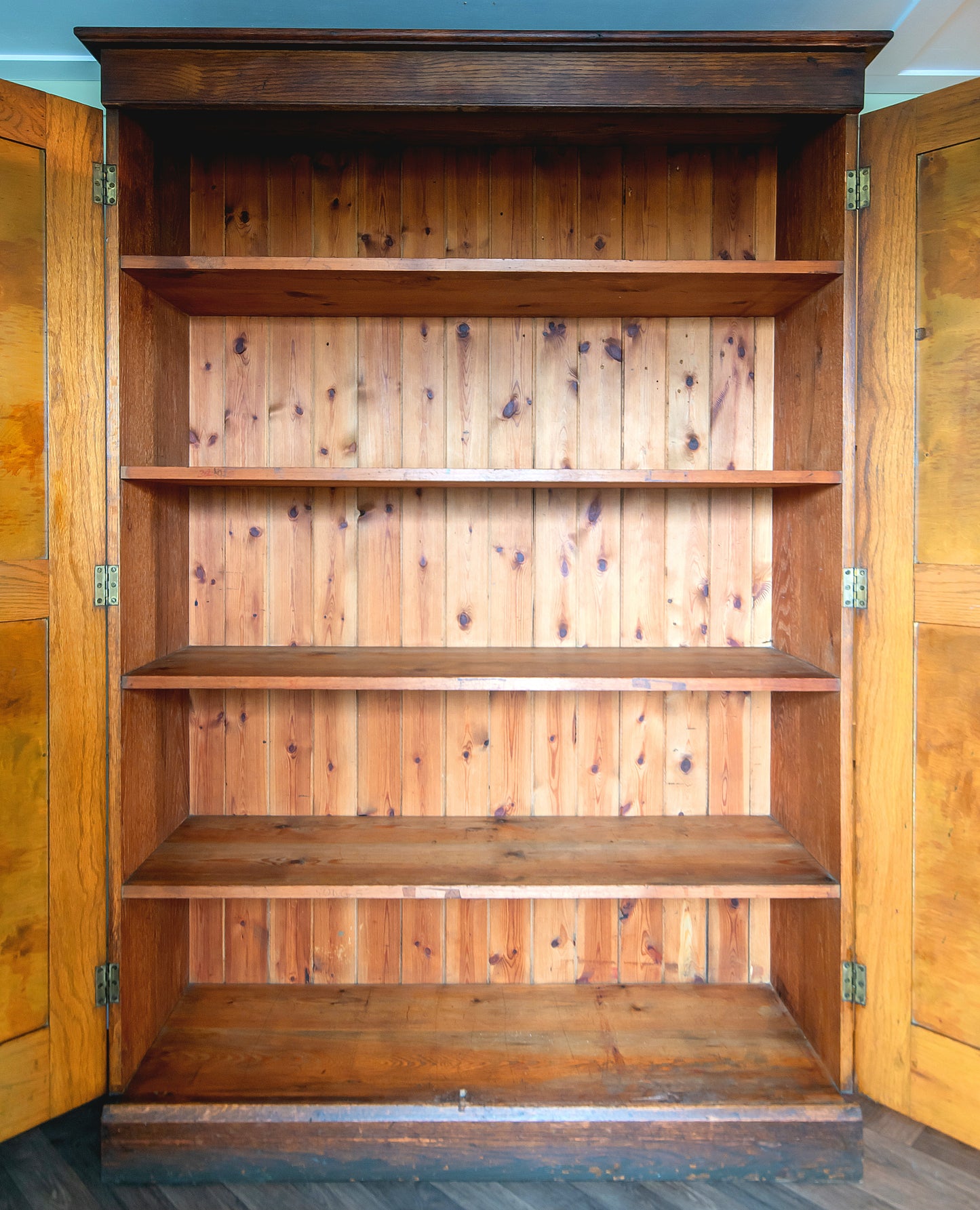 Large Pitch Pine Scool Cupboard