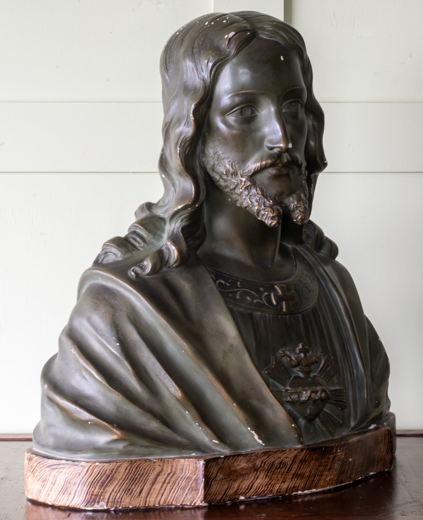 Jesus Christ Sacred Heart Ceramic Bust Signed Balestra