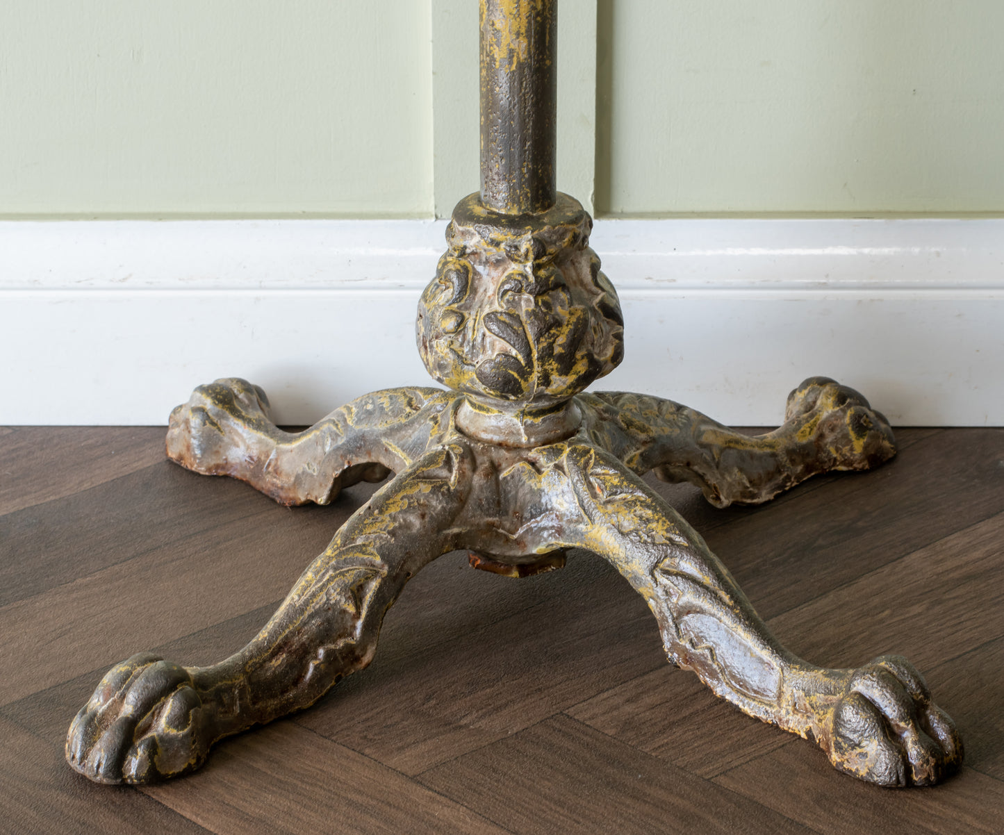 19th C. Telescopically Adjustable Cast Iron Lions Paw Side Table