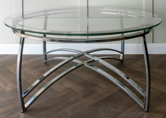 Mid-Century Modern Chrome & Glass Coffee Table
