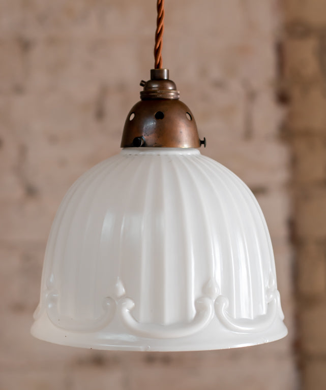 Art Deco Opaline Satin Pendant Light