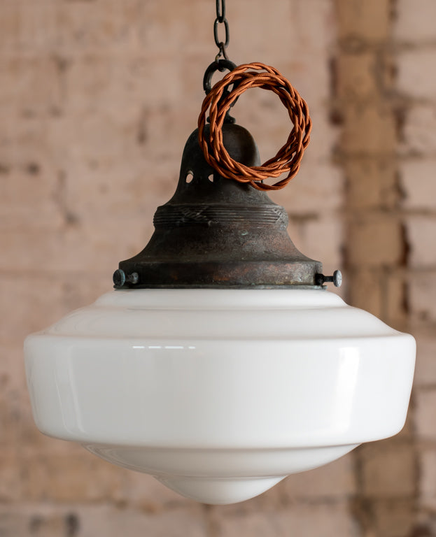 Art Deco Opaline Chapel Pendant Light