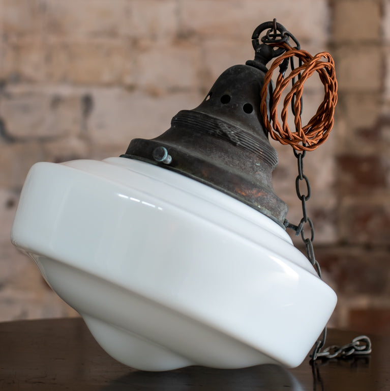 Art Deco Opaline Chapel Pendant Light