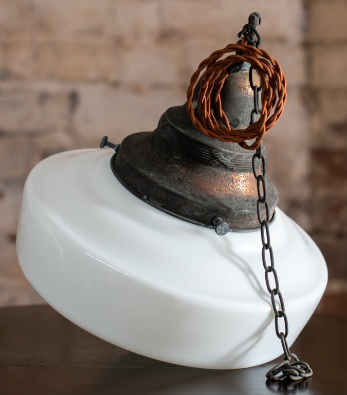 Art Deco Opaline Chapel Pendant Light