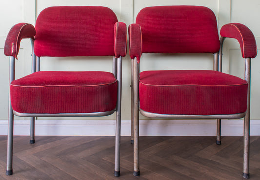 Pair of Tubular Steel Chairs Manner of Bauhaus