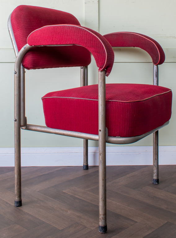 Pair of Tubular Steel Chairs Manner of Bauhaus