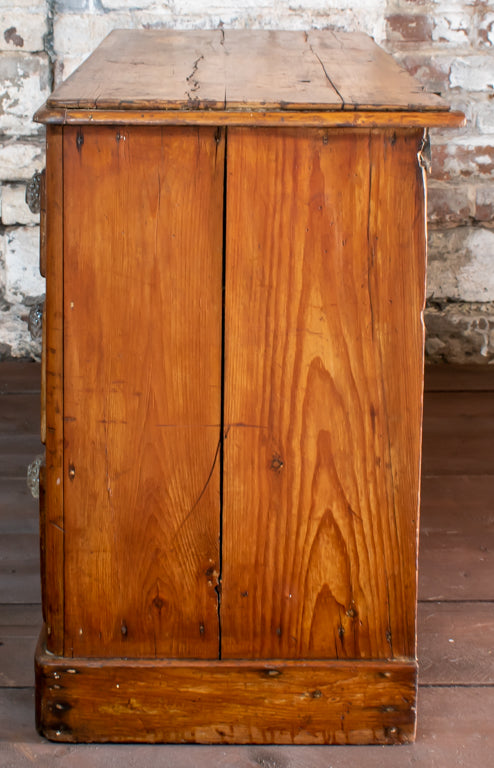19thC. Pine 2 Over 2 Chest of Drawers w/ Cut Glass Handles