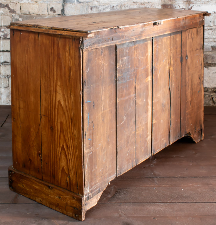 19thC. Pine 2 Over 2 Chest of Drawers w/ Cut Glass Handles
