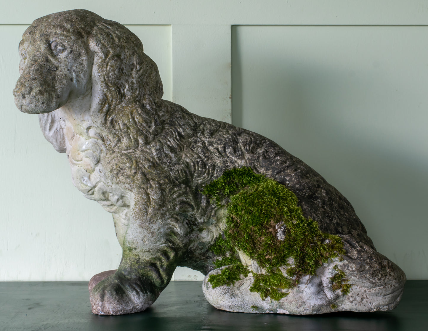 Mid-20th C. Composition Stone Spaniel Dog Garden Ornament