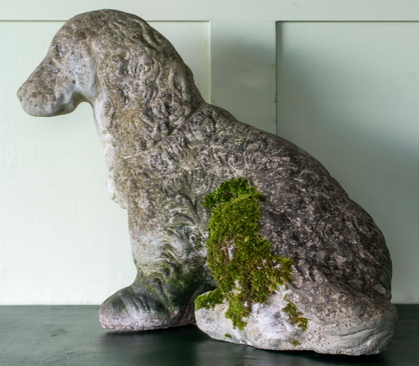 Mid-20th C. Composition Stone Spaniel Dog Garden Ornament