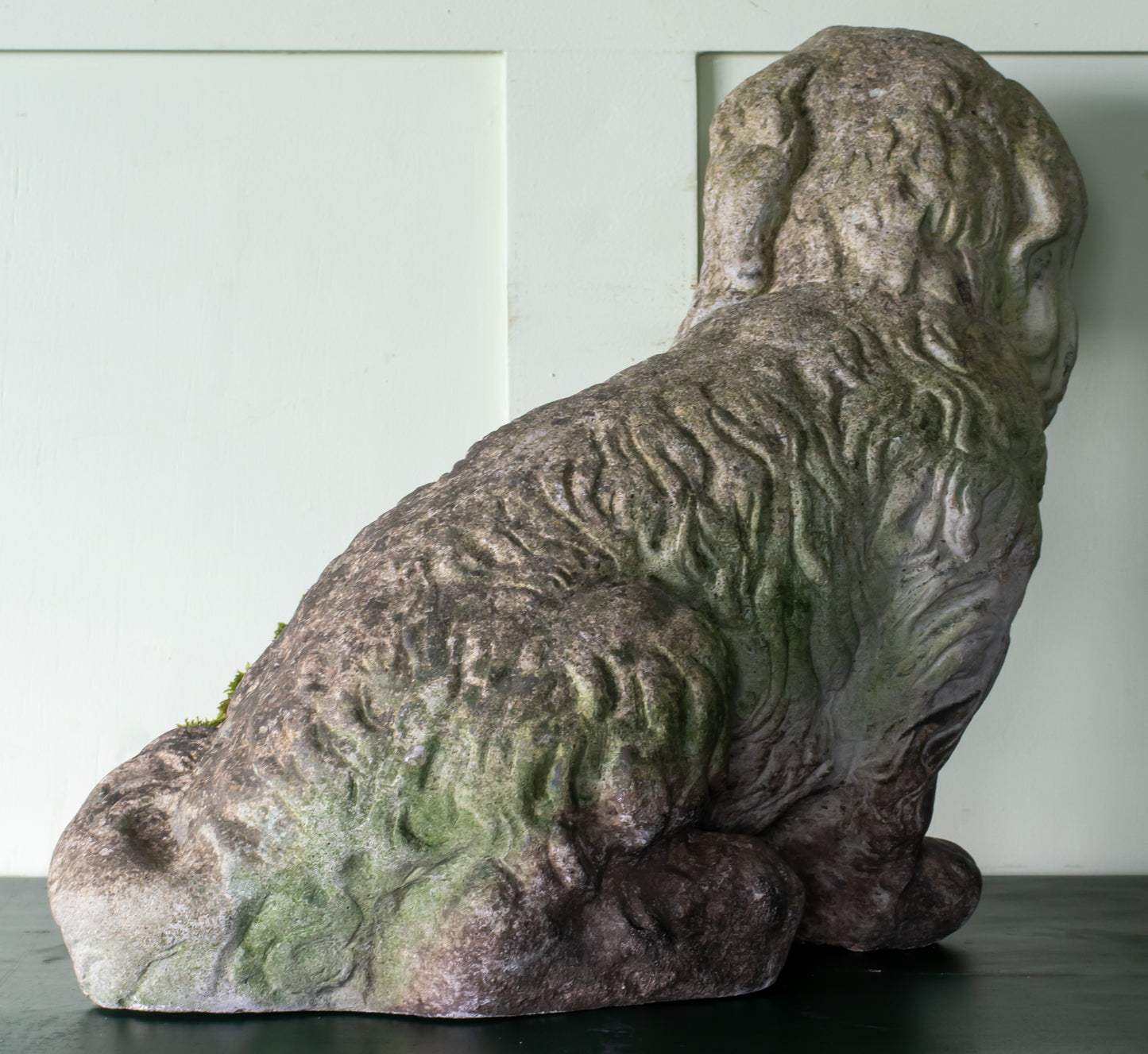 Mid-20th C. Composition Stone Spaniel Dog Garden Ornament