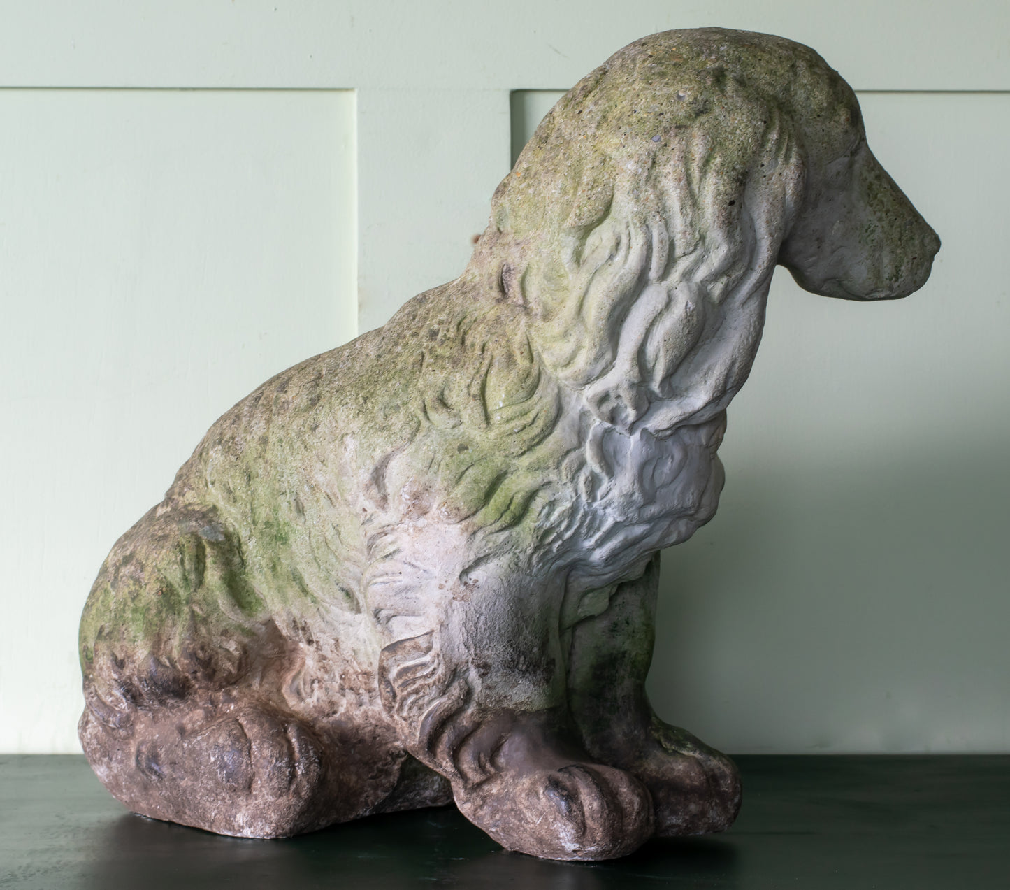 Mid-20th C. Composition Stone Spaniel Dog Garden Ornament