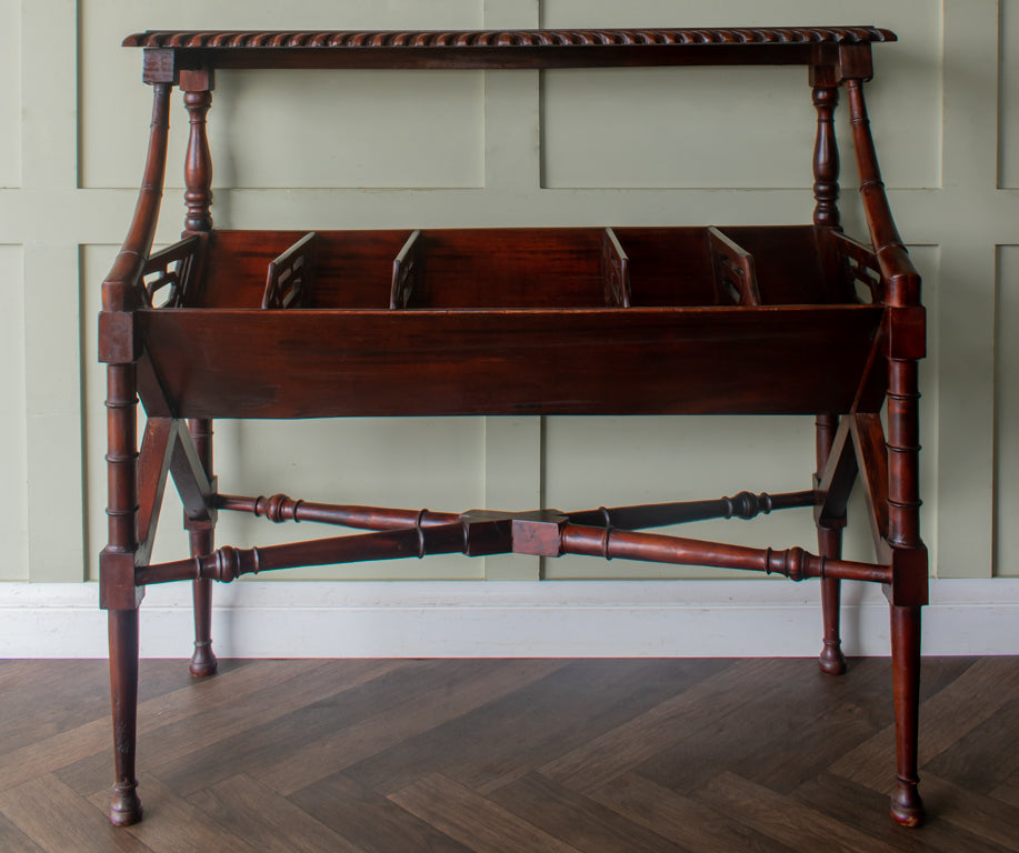 Edwardian Mahogany Library Book Trough Chinese Chippendle Regency Revival