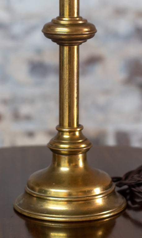 Art Nouveau Brass Flame Shade Table Lamp