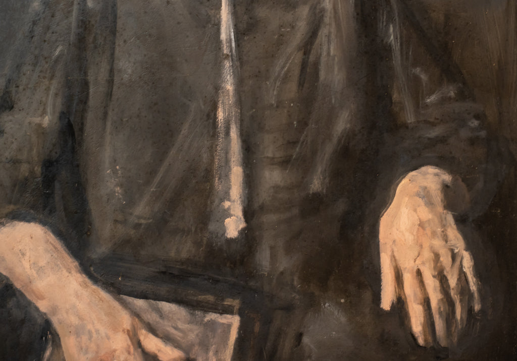 George Weissbort (1928-2013) Large Oil on Board Female with Book Portrait
