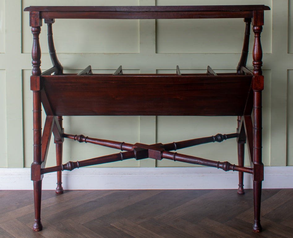 Edwardian Mahogany Library Book Trough Chinese Chippendle Regency Revival