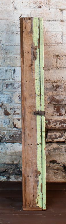 Distressed Overpainted Chippy Green Glazed Wall Mounted Cabinet