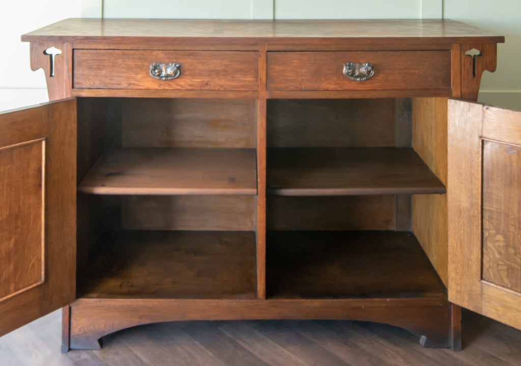 Arts & Crafts Oak 2 Drawer Sideboard